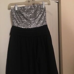 Black and silver sequin dress